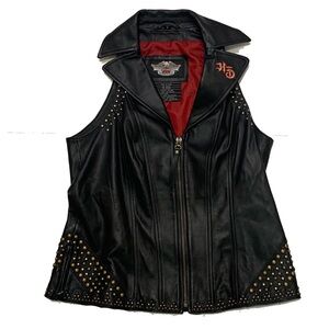 S / Harley davidson Black Studded Leather Vest